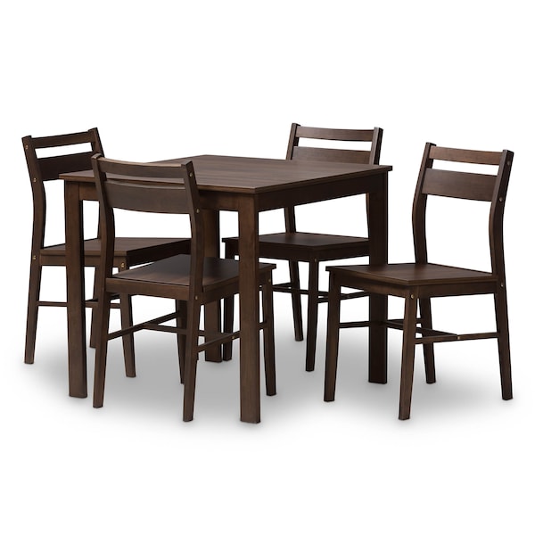 Baxton Studio Lovy Modern Walnut-Finished 5-Piece Dining Set 143-7937 - main